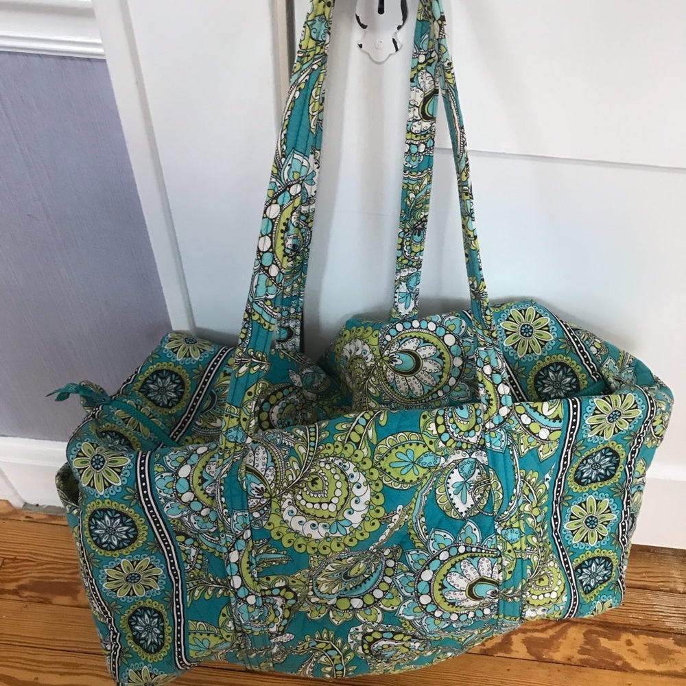 Vera Bradley Large Duffle in Peacock (retired)